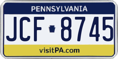 PA license plate JCF8745