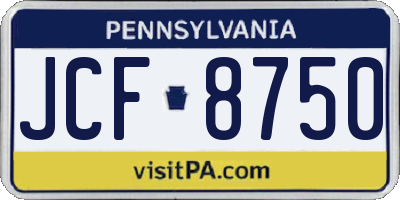 PA license plate JCF8750