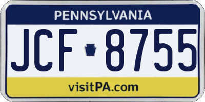 PA license plate JCF8755