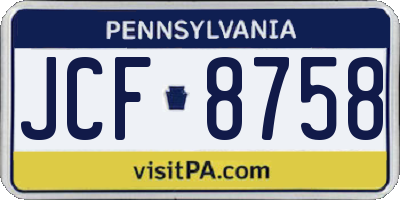 PA license plate JCF8758