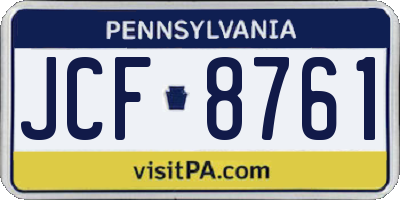 PA license plate JCF8761
