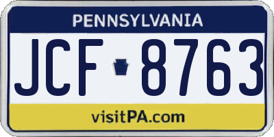 PA license plate JCF8763