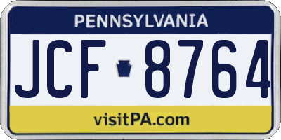 PA license plate JCF8764
