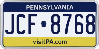 PA license plate JCF8768