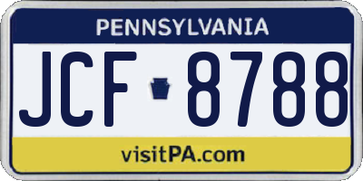 PA license plate JCF8788
