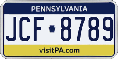 PA license plate JCF8789