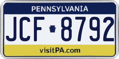 PA license plate JCF8792