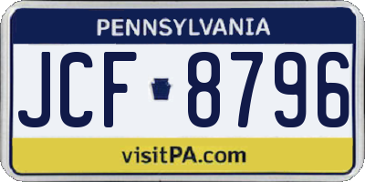 PA license plate JCF8796