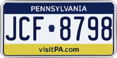 PA license plate JCF8798
