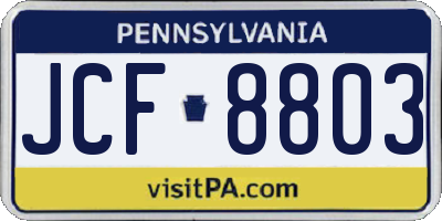 PA license plate JCF8803