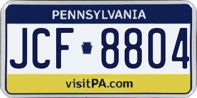 PA license plate JCF8804