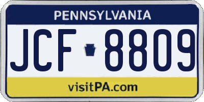 PA license plate JCF8809