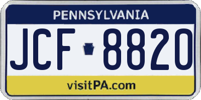 PA license plate JCF8820