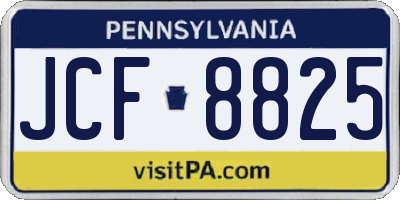 PA license plate JCF8825