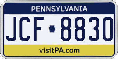 PA license plate JCF8830