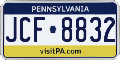 PA license plate JCF8832