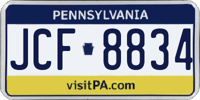 PA license plate JCF8834