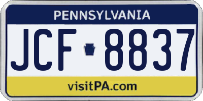 PA license plate JCF8837
