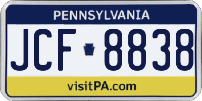 PA license plate JCF8838