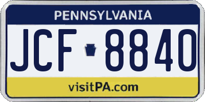 PA license plate JCF8840
