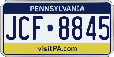 PA license plate JCF8845