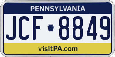 PA license plate JCF8849
