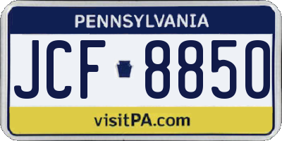 PA license plate JCF8850