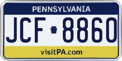 PA license plate JCF8860
