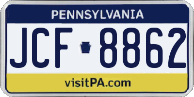 PA license plate JCF8862