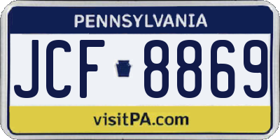 PA license plate JCF8869