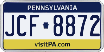 PA license plate JCF8872