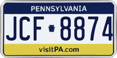 PA license plate JCF8874