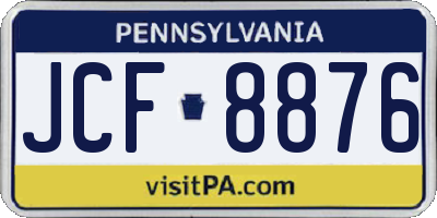 PA license plate JCF8876