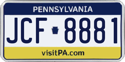 PA license plate JCF8881