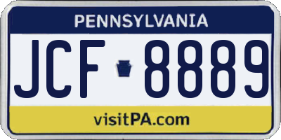 PA license plate JCF8889