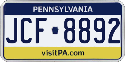 PA license plate JCF8892