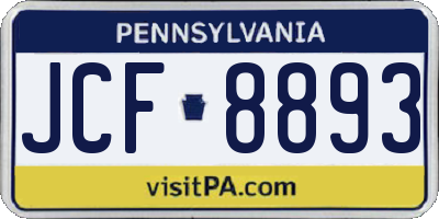 PA license plate JCF8893