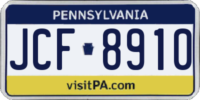 PA license plate JCF8910