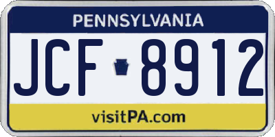 PA license plate JCF8912