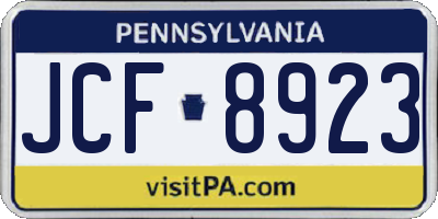 PA license plate JCF8923