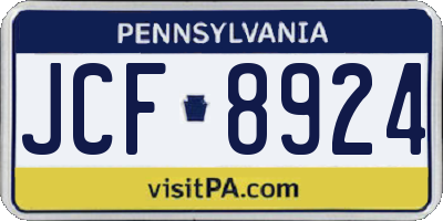PA license plate JCF8924