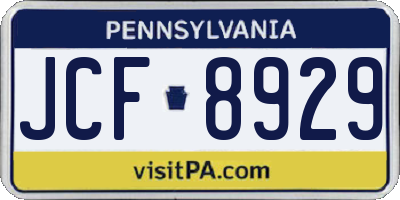 PA license plate JCF8929