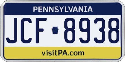 PA license plate JCF8938