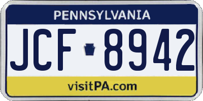 PA license plate JCF8942