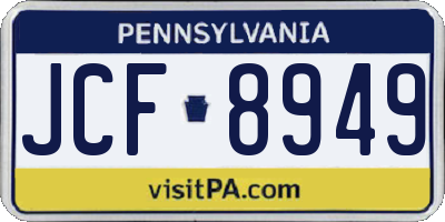 PA license plate JCF8949