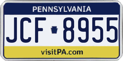 PA license plate JCF8955