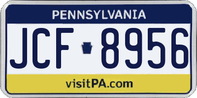 PA license plate JCF8956