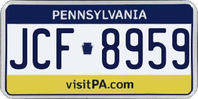 PA license plate JCF8959