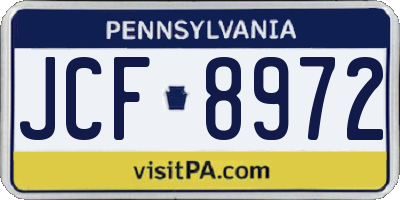 PA license plate JCF8972