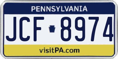 PA license plate JCF8974